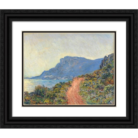 Claude Monet 24x20 Black Ornate Framed Double Matted Museum Art Print Titled: Corniche Near Monaco (1884)