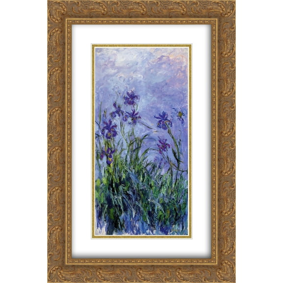 Claude Monet 2x Matted 16x24 Gold Ornate Framed Art Print 'Lilac Irises'