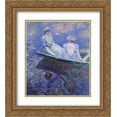 thumbnail image 1 of Claude Monet 2x Matted 20x22 Gold Ornate Framed Art Print 'Young Girls in a Row Boat', 1 of 2