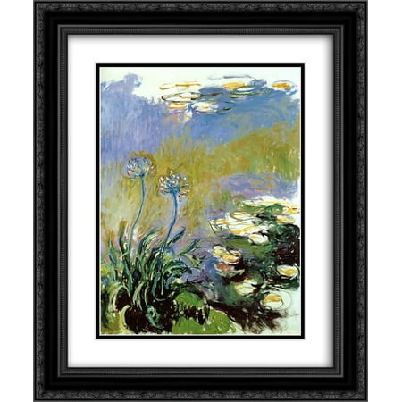 Claude Monet 2x Matted 20x24 Black Ornate Framed Art Print 'Agapanthus'