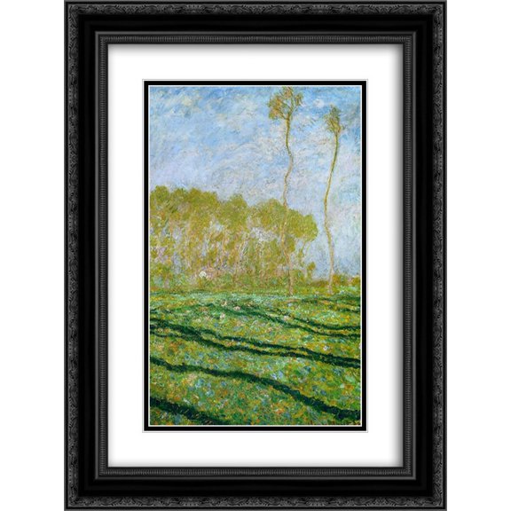 Claude Monet 2x Matted 20x24 Black Ornate Framed Art Print 'Springtime Landscape at Giverny'