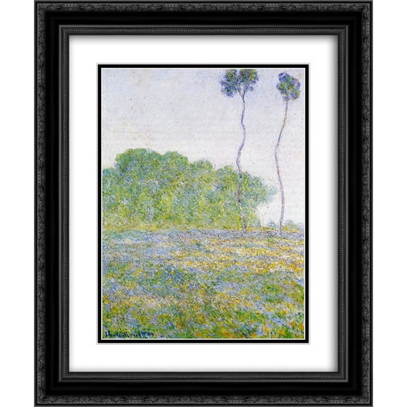 Claude Monet 2x Matted 20x24 Black Ornate Framed Art Print 'Springtime. Meadow at Giverny'