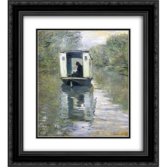 Claude Monet 2x Matted 20x24 Black Ornate Framed Art Print 'The Boat Studio'