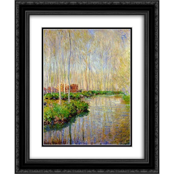 Claude Monet 2x Matted 20x24 Black Ornate Framed Art Print 'The River Epte'