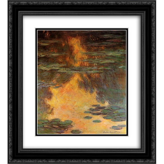 Claude Monet 2x Matted 20x24 Black Ornate Framed Art Print 'Water Lilies'