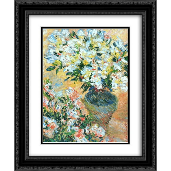 Claude Monet 2x Matted 20x24 Black Ornate Framed Art Print 'White Azaleas in a Pot'