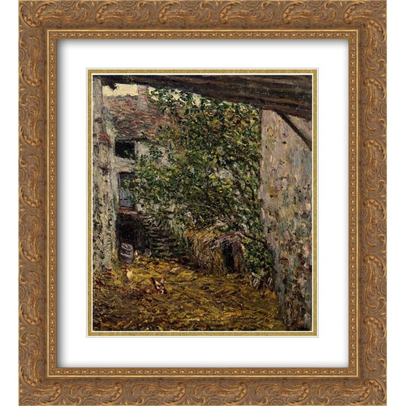 Claude Monet 2x Matted 20x24 Gold Ornate Framed Art Print 'Farmyard'