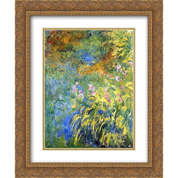 Claude Monet 2x Matted 20x24 Gold Ornate Framed Art Print 'Irises 3'