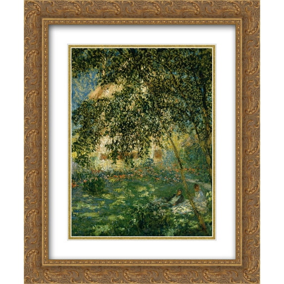 Claude Monet 2x Matted 20x24 Gold Ornate Framed Art Print 'Relaxing in the Garden, Argenteuil'