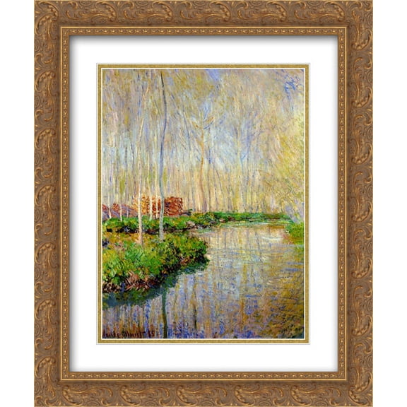 Claude Monet 2x Matted 20x24 Gold Ornate Framed Art Print 'The River Epte'