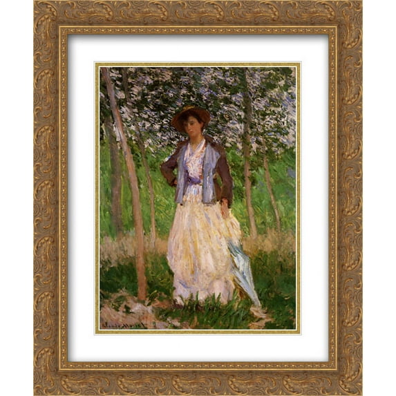 Claude Monet 2x Matted 20x24 Gold Ornate Framed Art Print 'The Stroller (Suzanne Hoschede)'