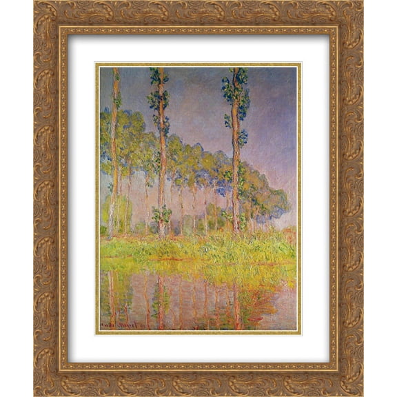 Claude Monet 2x Matted 20x24 Gold Ornate Framed Art Print 'Three Trees in Spring'