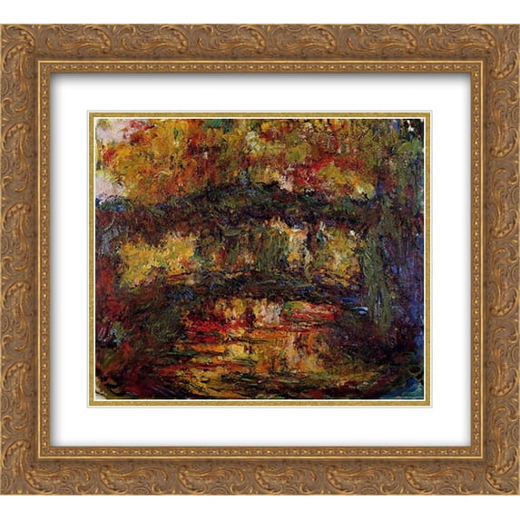 Claude Monet 2x Matted 22x20 Gold Ornate Framed Art Print 'The Japanese Bridge 4'