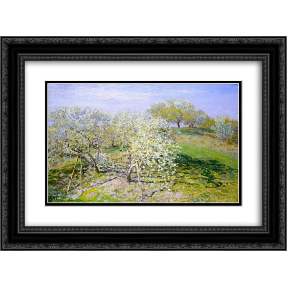 Claude Monet 2x Matted 24x18 Black Ornate Framed Art Print 'Apple Trees in Bloom'