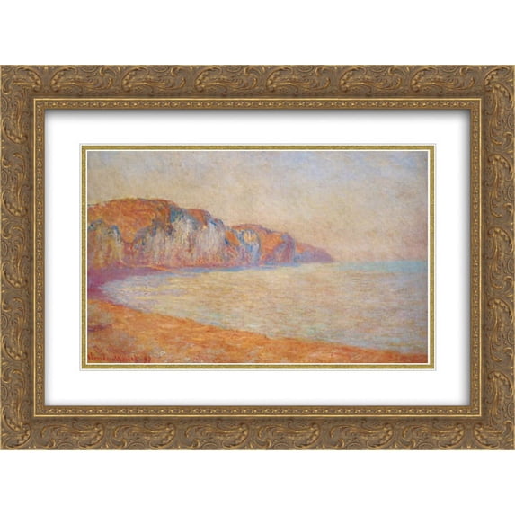 Claude Monet 2x Matted 24x18 Gold Ornate Framed Art Print 'Cliff at Pourville in the Morning'