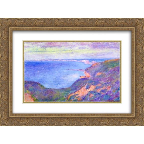 Claude Monet 2x Matted 24x18 Gold Ornate Framed Art Print 'Cliff near Dieppe 2'