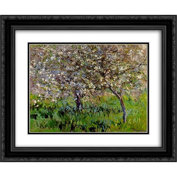 Claude Monet 2x Matted 24x20 Black Ornate Framed Art Print 'Apple Trees in Bloom at Giverny'