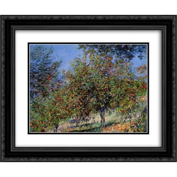 Claude Monet 2x Matted 24x20 Black Ornate Framed Art Print 'Apple Trees on the Chantemesle Hill'