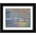 thumbnail image 1 of Claude Monet 2x Matted 24x20 Black Ornate Framed Art Print 'Charing Cross Bridge', 1 of 2