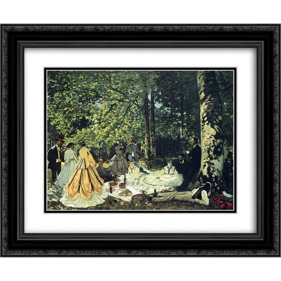 Claude Monet 2x Matted 24x20 Black Ornate Framed Art Print 'Lunch on the Grass'