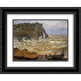 thumbnail image 1 of Claude Monet 2x Matted 24x20 Black Ornate Framed Art Print 'Rough Sea at Etretat', 1 of 2