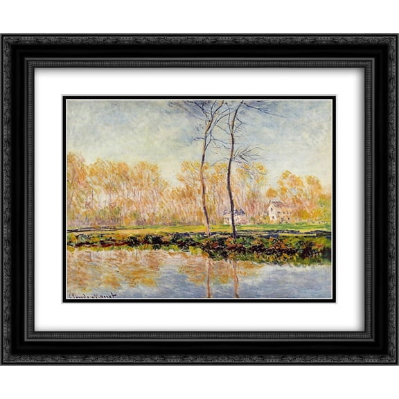 Claude Monet 2x Matted 24x20 Black Ornate Framed Art Print 'The Banks of the River Epte at Giverny'