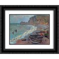 thumbnail image 1 of Claude Monet 2x Matted 24x20 Black Ornate Framed Art Print 'The Beach at Etretat', 1 of 2