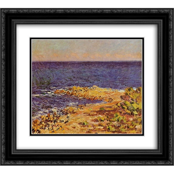 Claude Monet 2x Matted 24x20 Black Ornate Framed Art Print 'The Big Blue Meditarranean at Antibes'