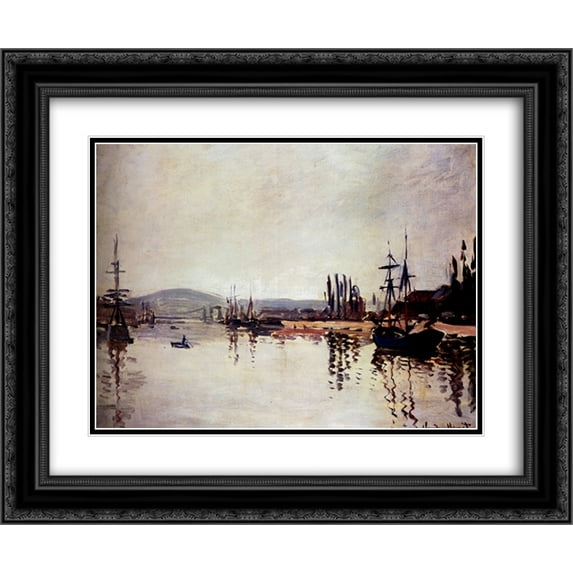 Claude Monet 2x Matted 24x20 Black Ornate Framed Art Print 'The Seine Below Rouen'