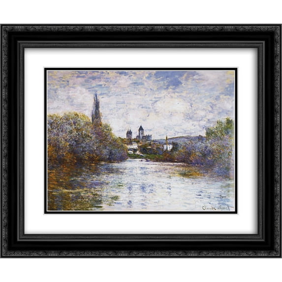 Claude Monet 2x Matted 24x20 Black Ornate Framed Art Print 'Vetheuil, The Small Arm of the Seine'