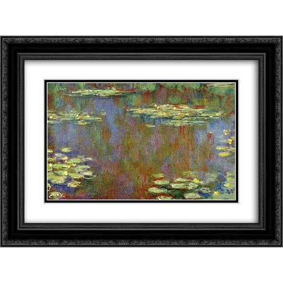 Claude Monet 2x Matted 24x20 Black Ornate Framed Art Print 'Water Lilies'