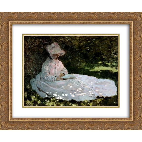 Claude Monet 2x Matted 24x20 Gold Ornate Framed Art Print 'A Woman Reading'