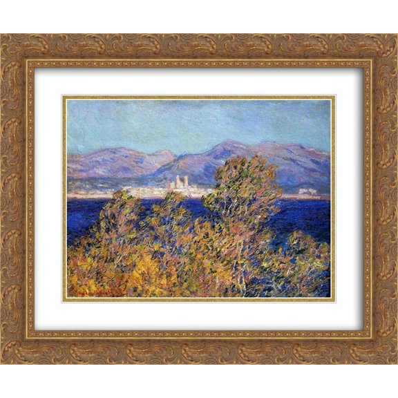Claude Monet 2x Matted 24x20 Gold Ornate Framed Art Print 'Antibes Seen from the Cape, Mistral Wind'