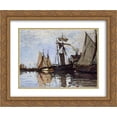 thumbnail image 1 of Claude Monet 2x Matted 24x20 Gold Ornate Framed Art Print 'Boats in the Port of Honfleur', 1 of 2