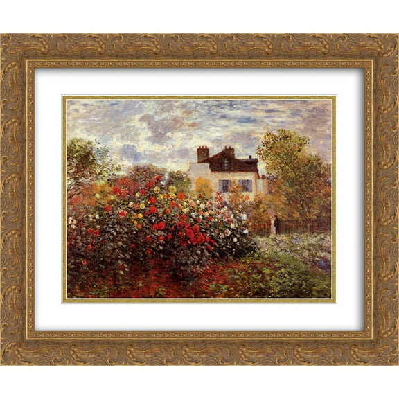 Claude Monet 2x Matted 24x20 Gold Ornate Framed Art Print 'Monet's garden in Argenteuil Sun'