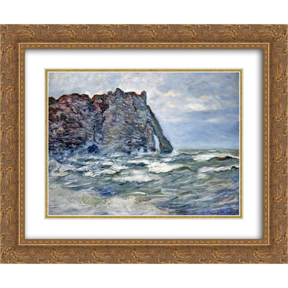 Claude Monet 2x Matted 24x20 Gold Ornate Framed Art Print 'Port d`Aval, Rough Sea'