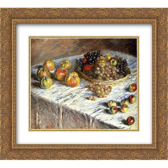 Claude Monet 2x Matted 24x20 Gold Ornate Framed Art Print 'Still Life: Apples And Grapes'