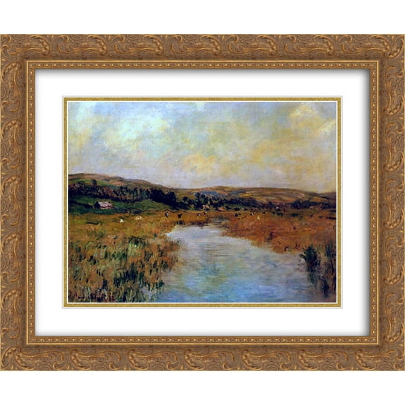 Claude Monet 2x Matted 24x20 Gold Ornate Framed Art Print 'The Valley of the Scie at Pouville'