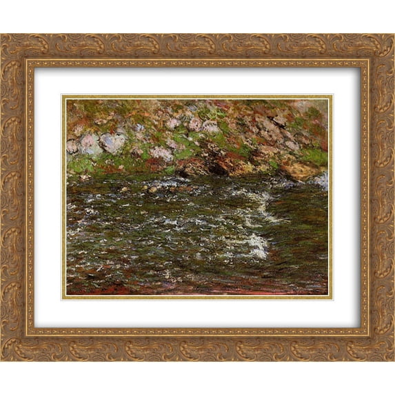 Claude Monet 2x Matted 24x20 Gold Ornate Framed Art Print 'Torrent of the Petite Creuse at Fresselines'
