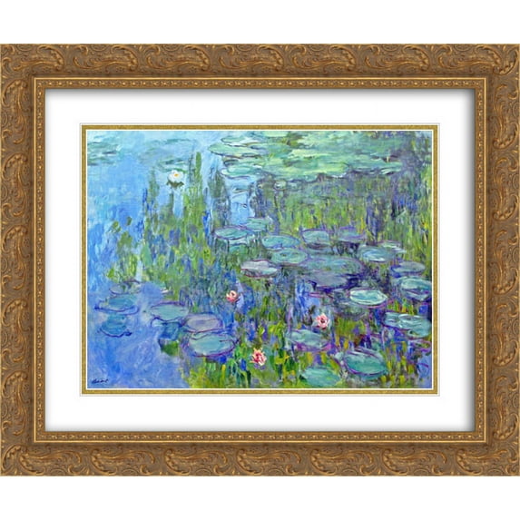 Claude Monet 2x Matted 24x20 Gold Ornate Framed Art Print 'Water Lilies'