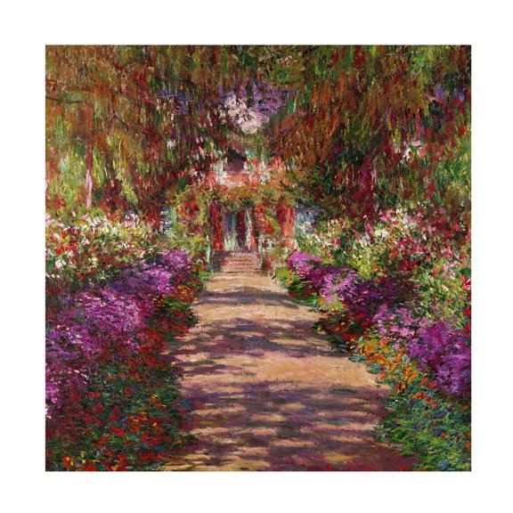 Trademark Fine Art Claude Monet A Pathway In Monet'S Garden Canvas Wall Art - 24x24