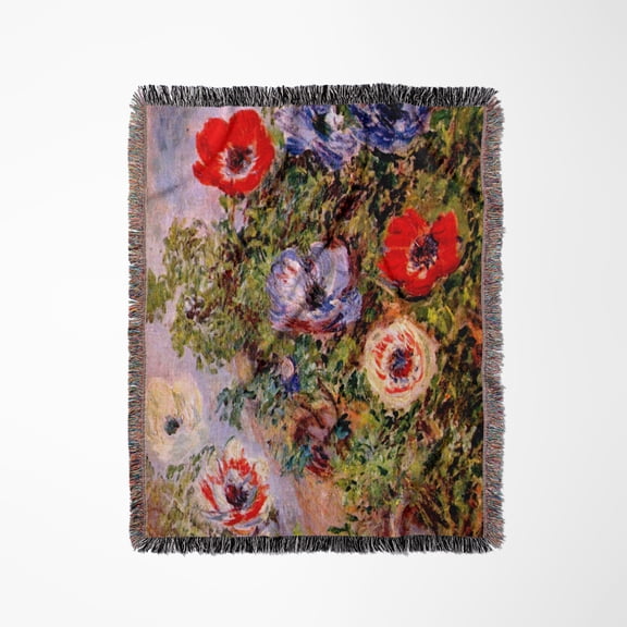 Claude Monet - Anemones, Woven Blanket