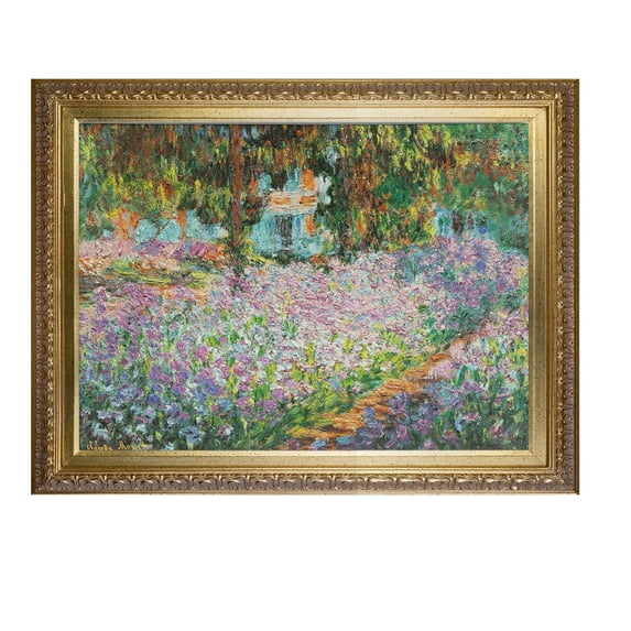 Claude Monet Art Reproduction Monet Water Lilies Paintings Giclee Canvas Prints Irises in Garden Wall Art for Home Decoration Framed Ready to Hang