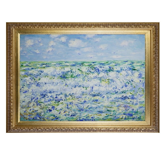 Claude Monet Art Reproduction Monet Water Lilies Paintings Giclee Canvas Prints Waves Breaking Wall Art for Home Decoration Framed Ready to Hang