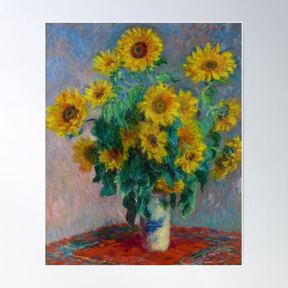 Claude Monet - Bouquet Of Sunflowers Poster Wall Art, Modern Wall Decor For Living Room Bedroom, 8x12 UNFRAMED