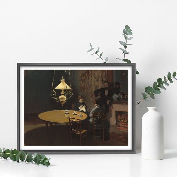 Claude Monet Canvas Prints Wall Art Famous Oil Painting Reproduction -- Interior, after Dinner