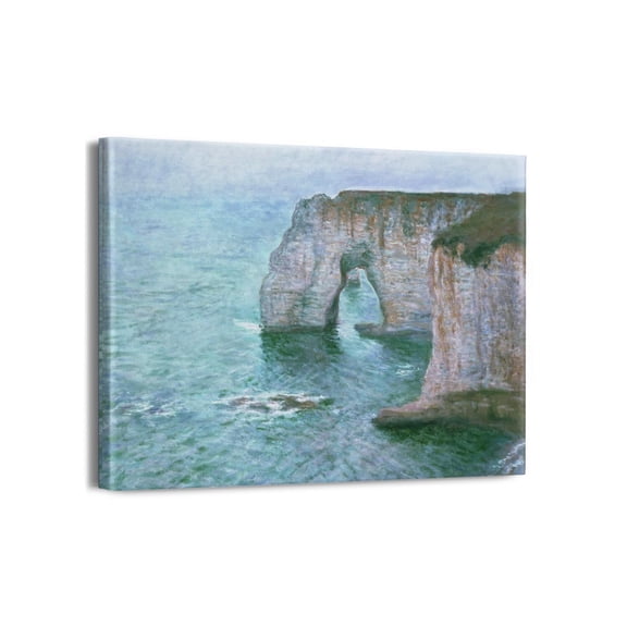Claude Monet Canvas Wall Art - The Manneport Seen from the East Classic Artwork Picture Print with Framed Famous Oil Painting Hang for Home Office Bedroom Living Room Wall Decor-16" X12"