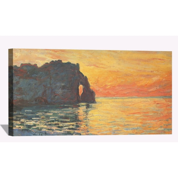 Claude Monet Canvas Wall Art Monet Etretat Cliff Of D Aval Sunset Framed Painting For Bedroom Livingroom Office
