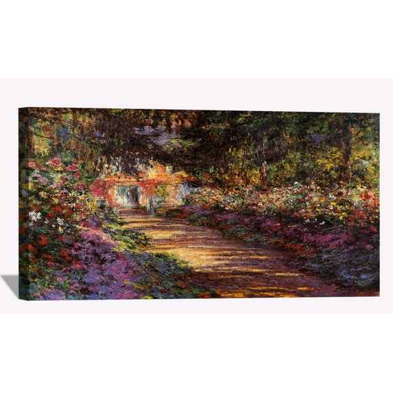 Claude Monet Canvas Wall Art Monet The Path Through The Garden Framed Painting For Bedroom Livingroom Office
