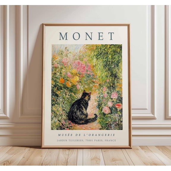 Claude Monet Cat Floral Botanical Vintage Home Decor Nature Unframed Paper Print